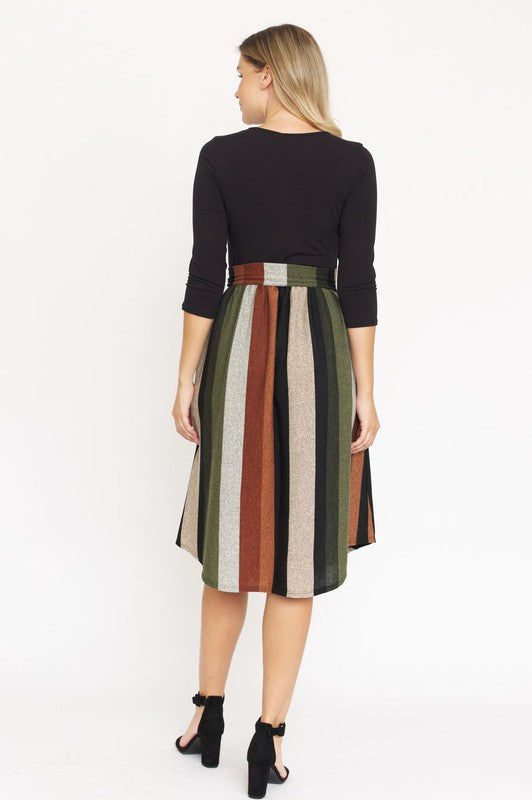 TEEK - Quarter Sleeve Stripe Sash Dress DRESS TEEK FG   