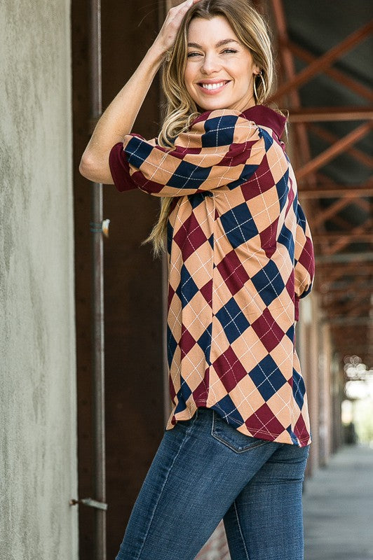 TEEK - Collared Argyle Top TOPS TEEK FG   