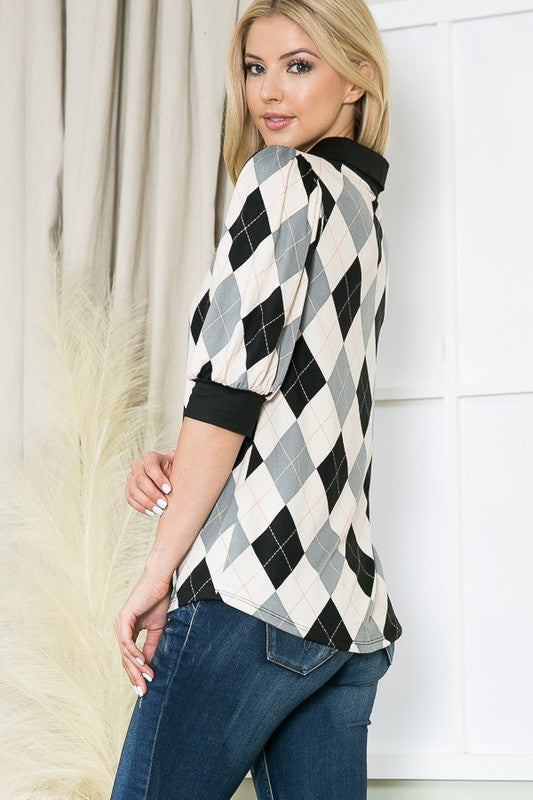 TEEK - Collared Argyle Top TOPS TEEK FG   