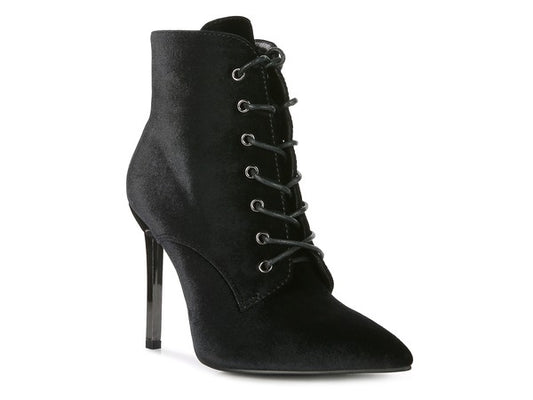 TEEK - Laced High Heeled Velvet Boots SHOES TEEK FG Black 7 