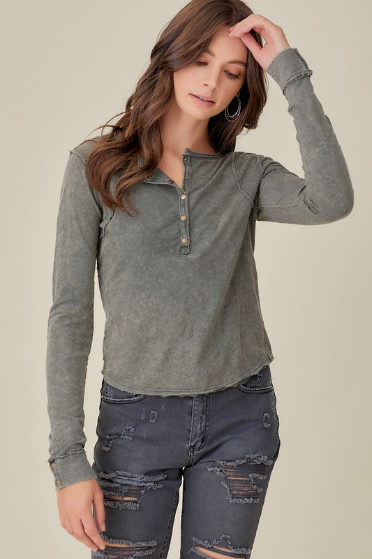 TEEK - Button-Up Front Raw Edge Top TOPS TEEK FG   