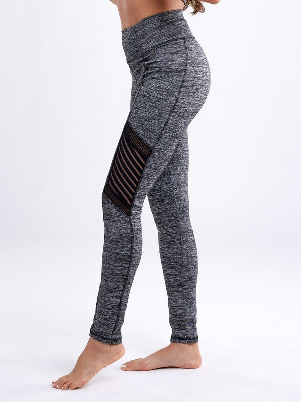 TEEK - High-Waisted Workout Leggings Pocketed Mesh Panels PANTS TEEK FG Grey S/M