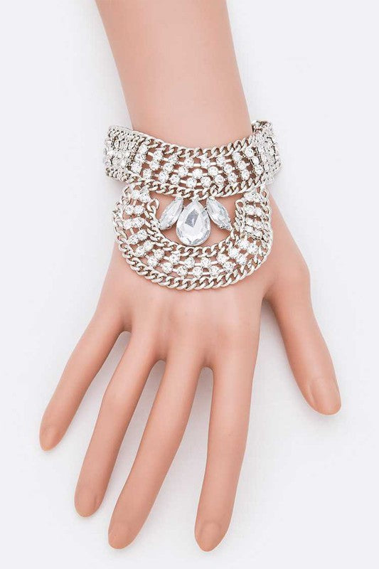 TEEK - Crystal Statement Palm Bracelet JEWELRY TEEK FG Rhodium  