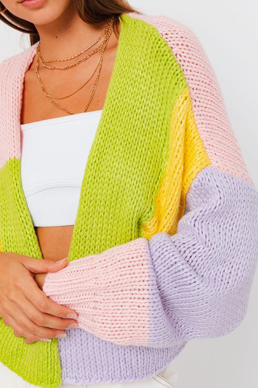 TEEK - Multicolor Block Sweater Cardigan