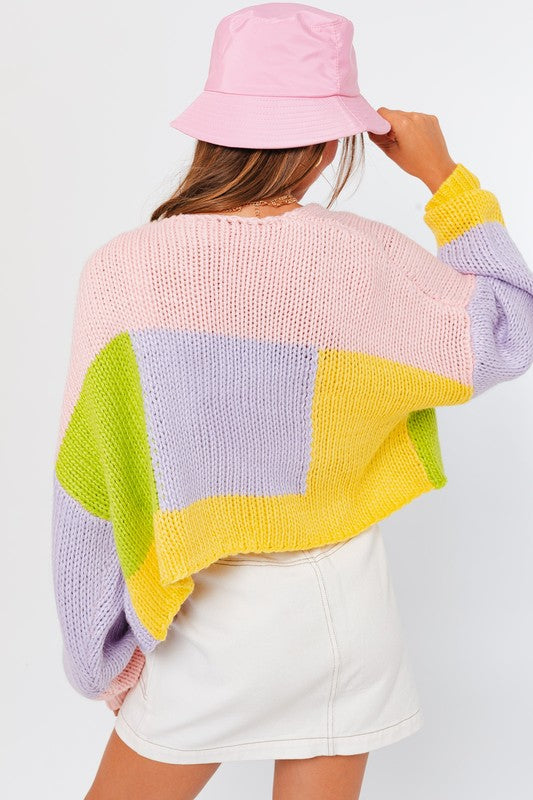 TEEK - Multicolor Block Sweater Cardigan