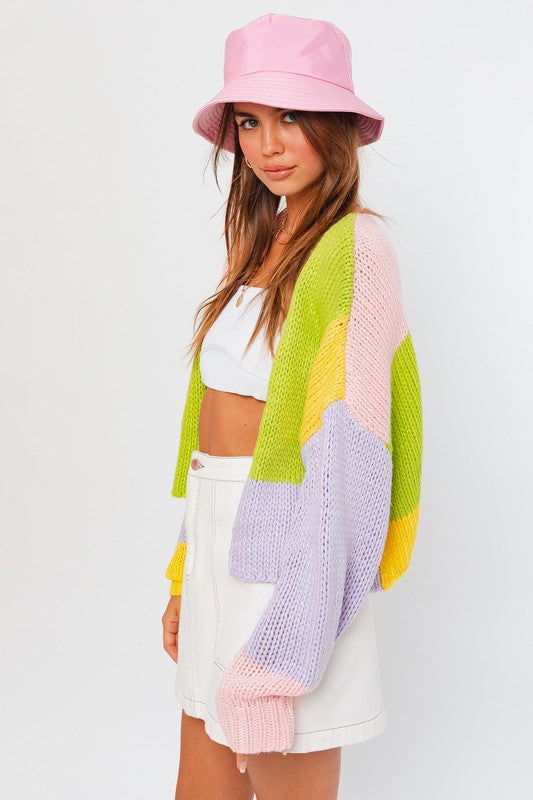 TEEK - Multicolor Block Sweater Cardigan