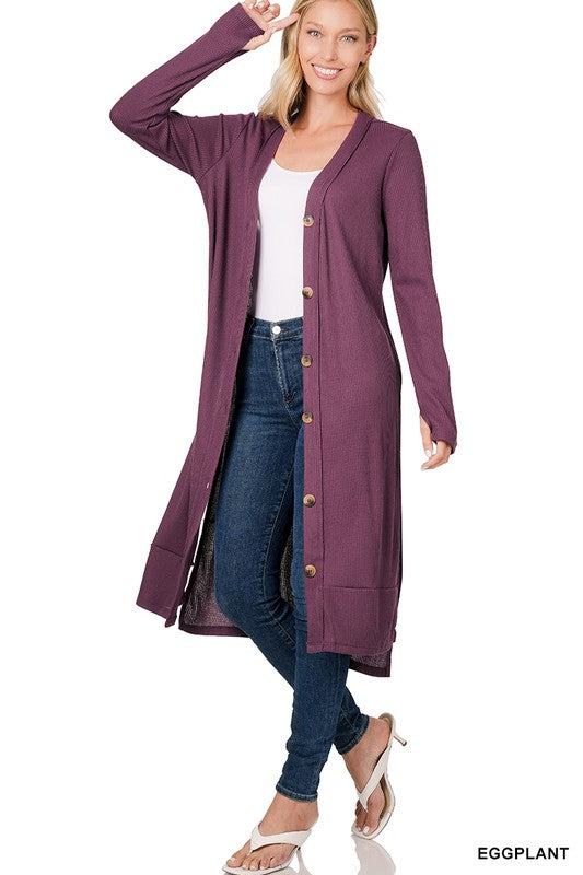 TEEK - Ribbed Long Cardigan SWEATER TEEK FG EGGPLANT S