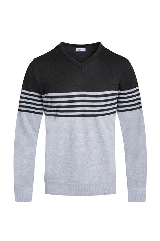 TEEK - Mens Knit VNeck Pullover Sweater SWEATER TEEK FG BLACK GREY 2XL 