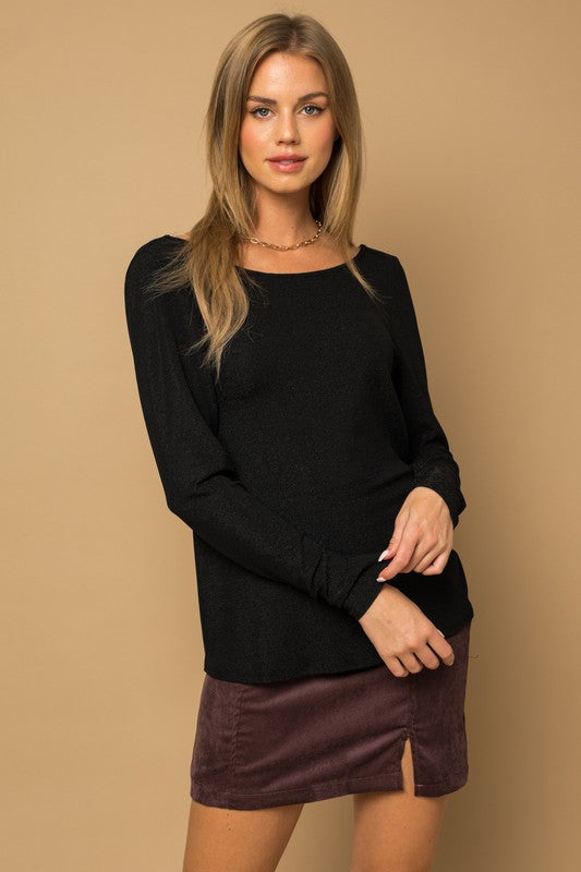 TEEK - Black L/S Back Twist Glitter Top TOPS TEEK FG   