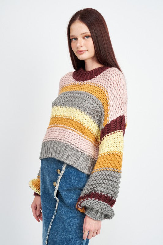 TEEK - MULTI STRIPED MOCK NECK SWEATER SWEATER TEEK FG   