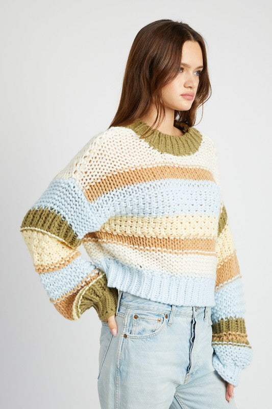 TEEK - MULTI STRIPED MOCK NECK SWEATER SWEATER TEEK FG   