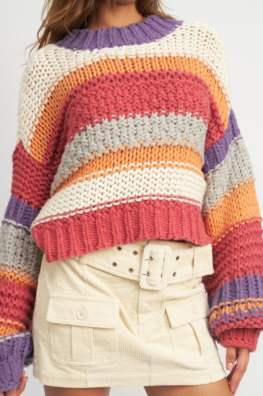 TEEK - MULTI STRIPED MOCK NECK SWEATER SWEATER TEEK FG   