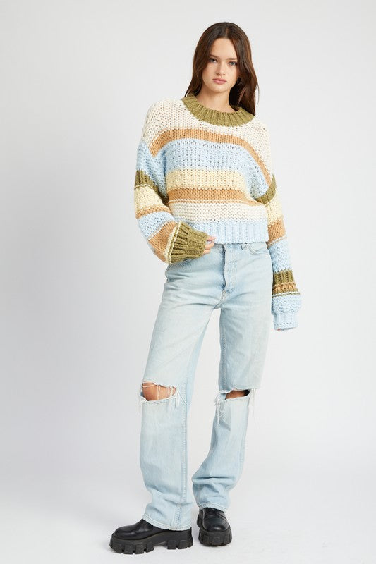 TEEK - MULTI STRIPED MOCK NECK SWEATER SWEATER TEEK FG   