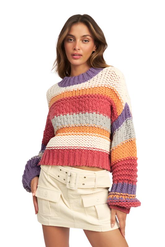 TEEK - MULTI STRIPED MOCK NECK SWEATER SWEATER TEEK FG   