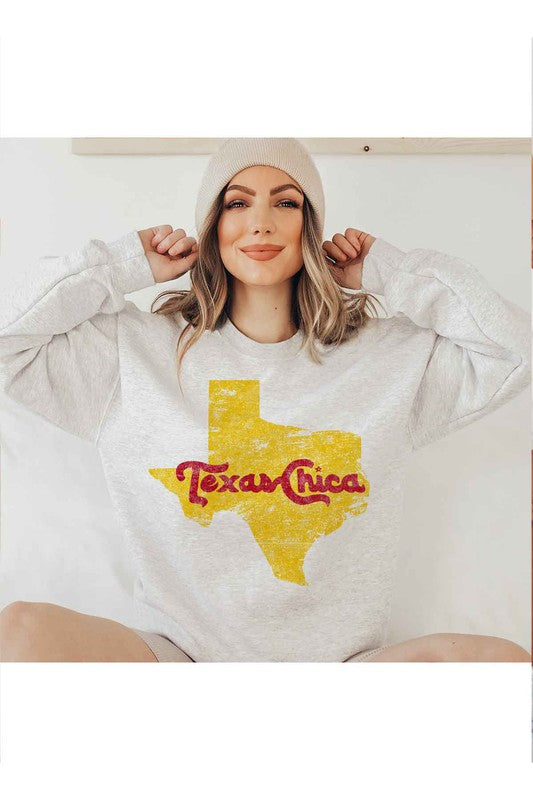 TEEK - TEXAS CHICA GRAPHIC SWEATSHIRT TOPS TEEK FG ASH SMALL 