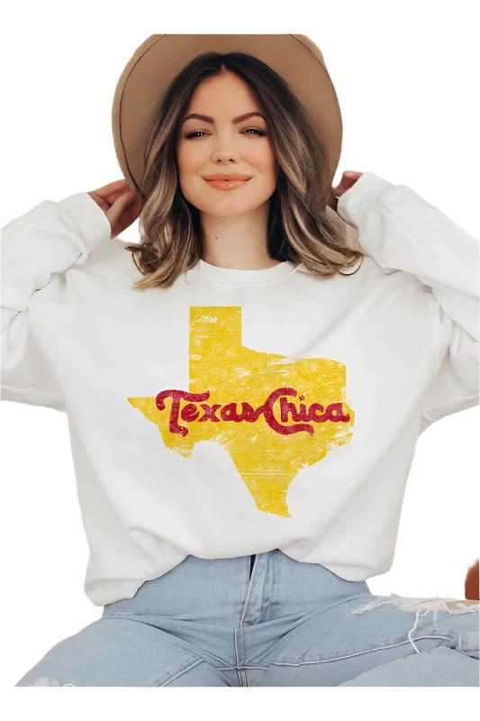 TEEK - TEXAS CHICA GRAPHIC SWEATSHIRT TOPS TEEK FG WHITE SMALL 