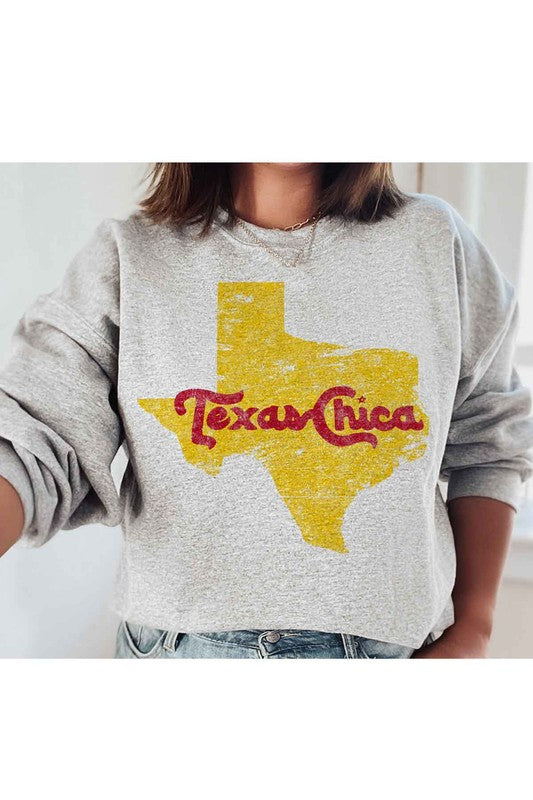 TEEK - TEXAS CHICA GRAPHIC PLUS SIZE SWEATSHIRT TOPS TEEK FG GREY 1XL 