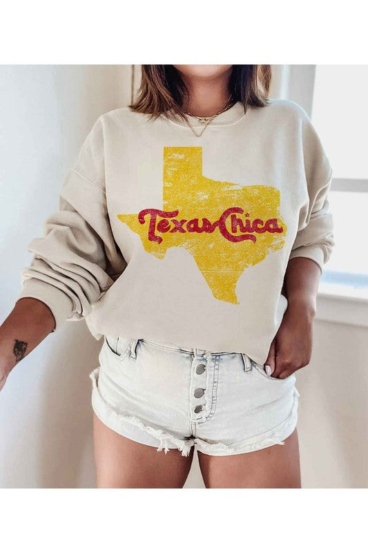 TEEK - TEXAS CHICA GRAPHIC PLUS SIZE SWEATSHIRT TOPS TEEK FG SAND 1XL 