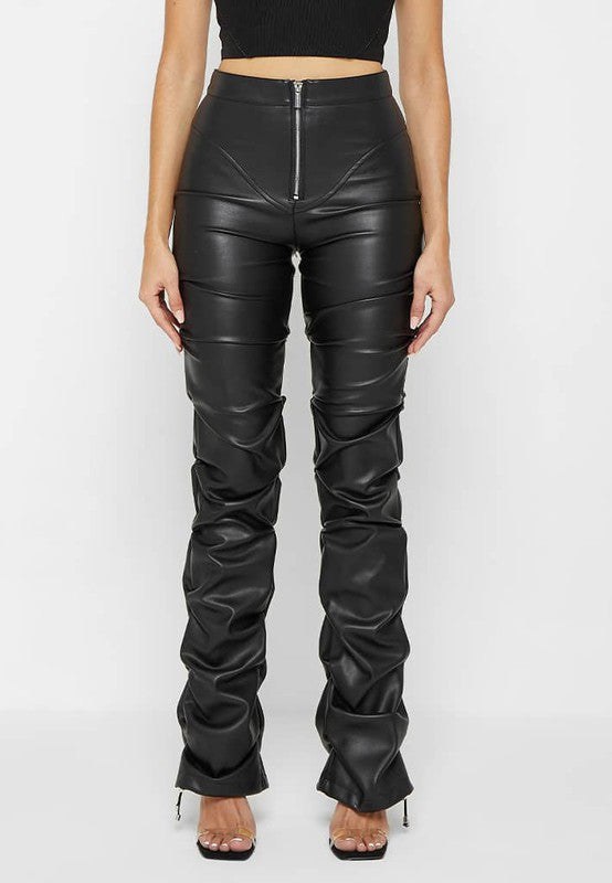 TEEK - Black Zip Frint Folds Pants PANTS TEEK FG   