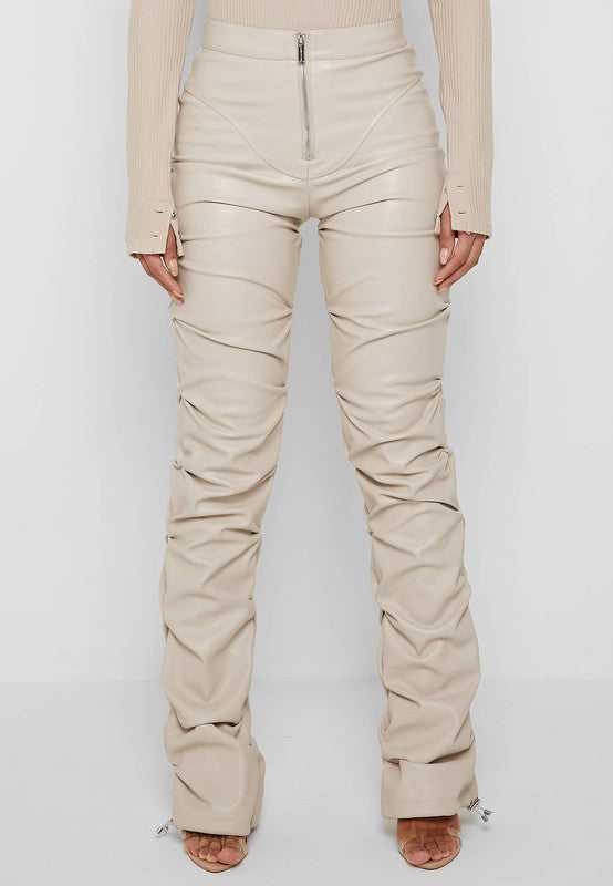 TEEK - Cream Zip Front Folds Pants PANTS TEEK FG   