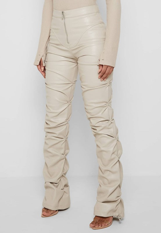TEEK - Cream Zip Front Folds Pants PANTS TEEK FG   