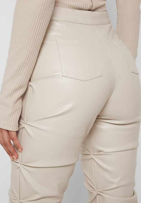 TEEK - Cream Zip Front Folds Pants PANTS TEEK FG   