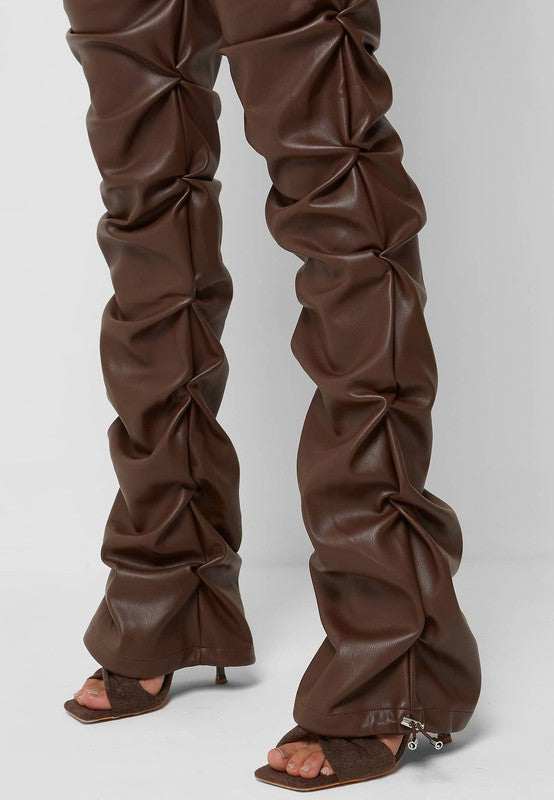 TEEK - Brown Zip Front Folds Pants PANTS TEEK FG   