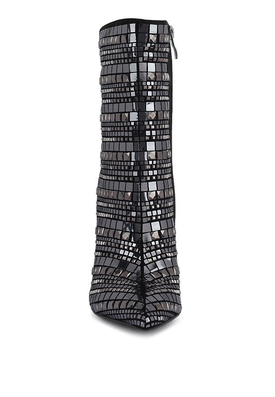 TEEK - Black Extravagance Mirror Embellished Stiletto Boots SHOES TEEK FG   