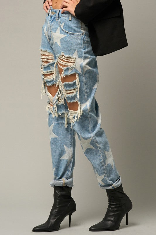 TEEK - Star Print Slouch Jeans JEANS TEEK FG   