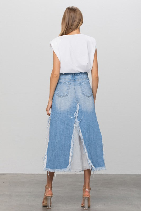 TEEK - MEDIUM WASH LONG LENGTH DENIM SKIRT SKIRT TEEK FG   