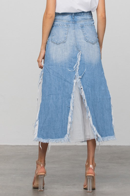 TEEK - MEDIUM WASH LONG LENGTH DENIM SKIRT SKIRT TEEK FG   