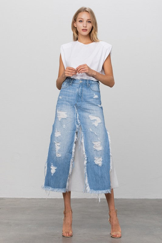 TEEK - MEDIUM WASH LONG LENGTH DENIM SKIRT SKIRT TEEK FG S  