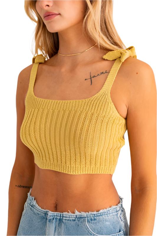 TEEK - Melon Shoulder Tie Knit Tank TOPS TEEK FG XS  