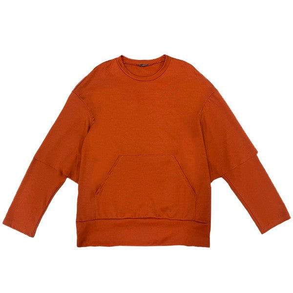 TEEK - Mens Double Layered Pullover Sweatshirt TOPS TEEK FG ORANGE 2XL 