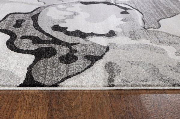 TEEK - 3'8'' x 5'6'' Grey Abstract Hand-Carved Soft  Rug RUG TEEK FG   