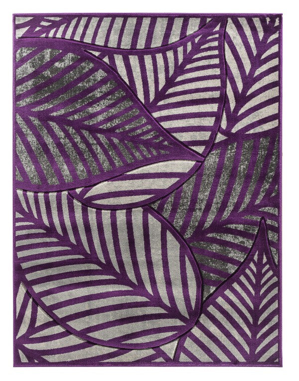 TEEK - 3'8'' x 5'6'' Purple Leaf Hand-Carved Soft Rug RUG TEEK Trend   