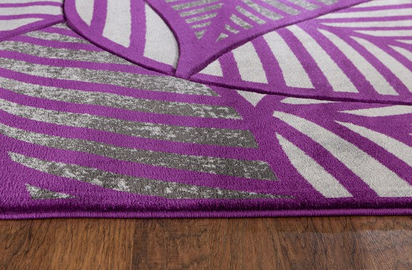 TEEK - 3'8'' x 5'6'' Purple Leaf Hand-Carved Soft Rug RUG TEEK Trend   