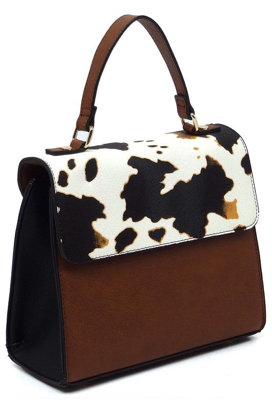 TEEK - Colorblock Top Handle Satchel TEEK FG COW