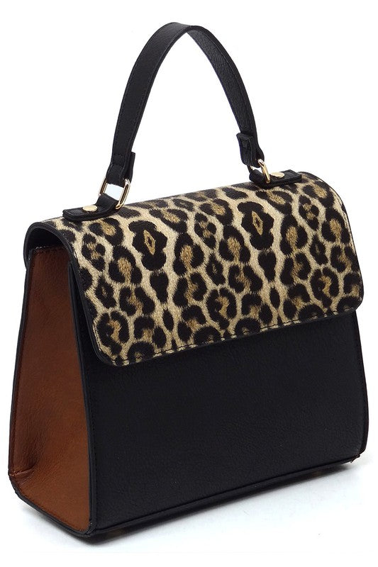 TEEK - Colorblock Top Handle Satchel TEEK FG LEO/BLACK