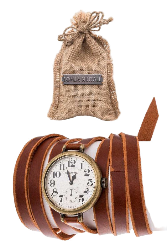 TEEK - Leather Wrap Around Bracelet Fashion Watch WATCH TEEK FG Brown