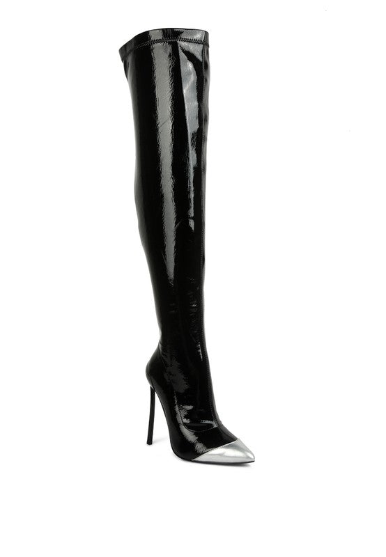 TEEK - Chimes High Heel Patent Long Boots SHOES TEEK FG Black 5 