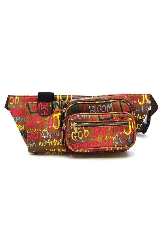 TEEK - Multi Graffiti Fanny Bag Waist Bag BAG TEEK FG TAN/YELLOW