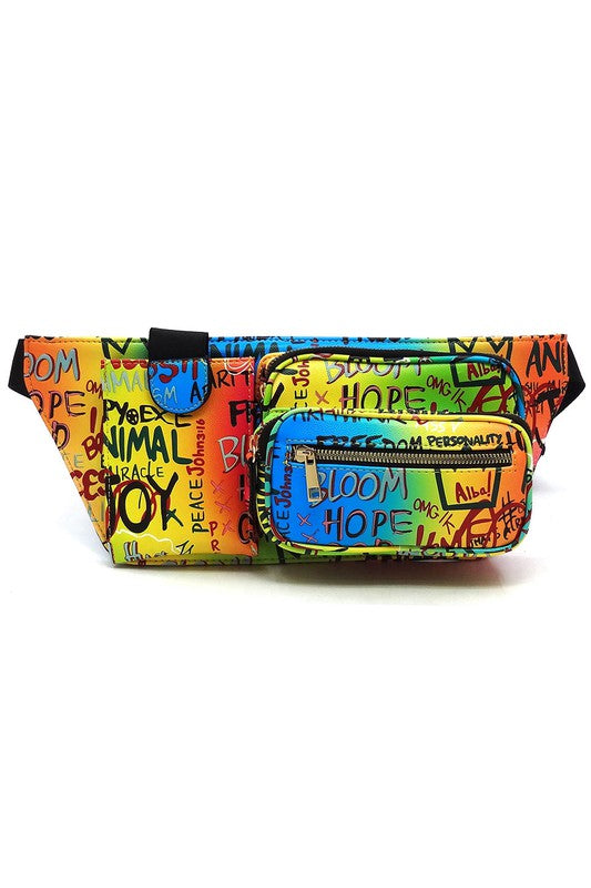 TEEK - Multi Graffiti Fanny Bag Waist Bag BAG TEEK FG BLUE/FUCHSIA