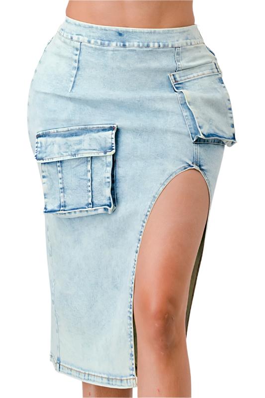 TEEK - CASUAL WASHED DENIM LEG SKIRT SKIRT TEEK FG S  