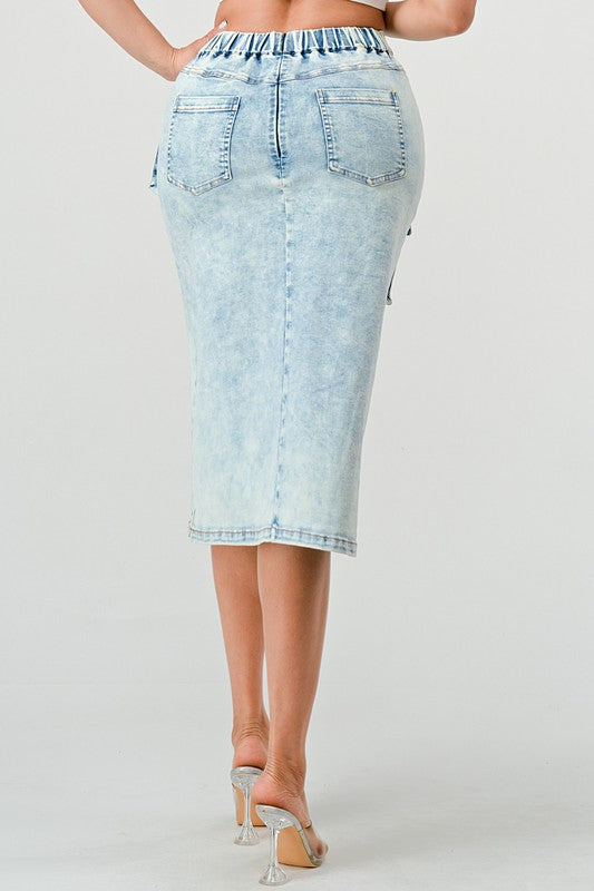 TEEK - CASUAL WASHED DENIM LEG SKIRT SKIRT TEEK FG   