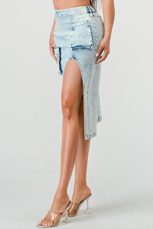 TEEK - CASUAL WASHED DENIM LEG SKIRT SKIRT TEEK FG   