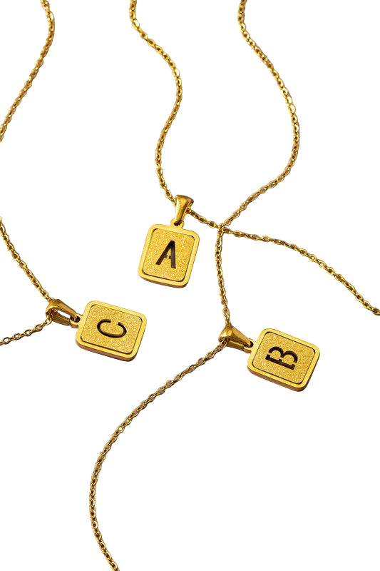 TEEK - Brass Diamond Dust Cut Out Initial Necklace JEWELRY TEEK FG G