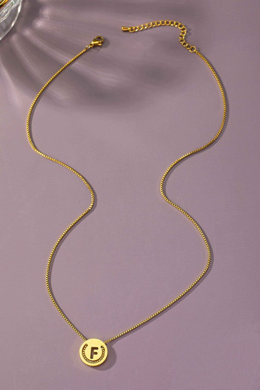 TEEK - Stainless Cut Out Initial Box Chain Necklace JEWELRY TEEK FG F