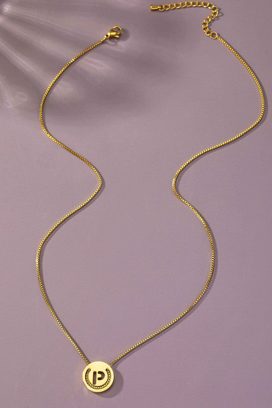 TEEK - Stainless Cut Out Initial Box Chain Necklace JEWELRY TEEK FG P