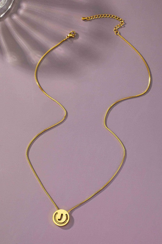 TEEK - Stainless Cut Out Initial Box Chain Necklace JEWELRY TEEK FG J